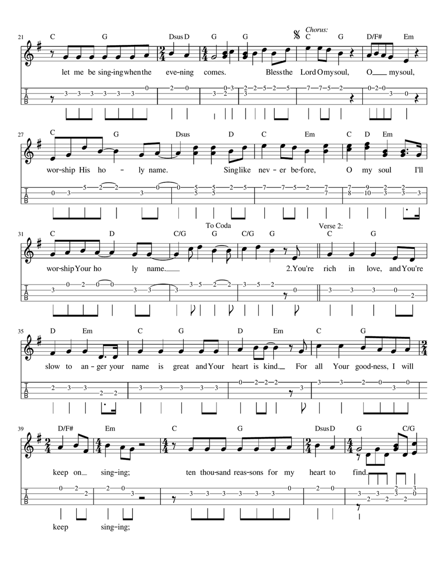 10,000 Reasons (Bless The Lord) Piano scores gallery preview page 2