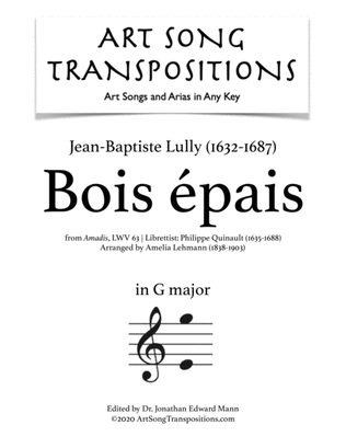 Book cover for LULLY: Bois épais (transposed to G major)