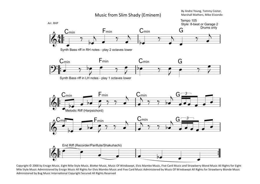 The Real Slim Shady Easy Piano scores gallery preview page 1