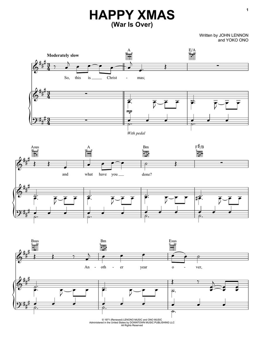 Happy Xmas (War Is Over) Happy Xmas (War Is Over) Piano, Vocal, Guitar scores gallery preview page 1