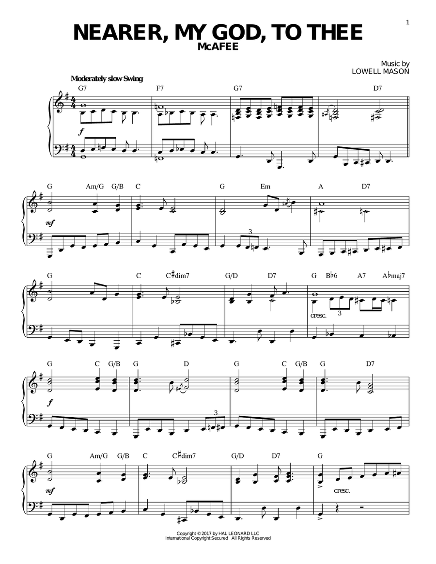 Nearer, My God, To Thee [Jazz version] Piano Solo scores gallery preview page 1