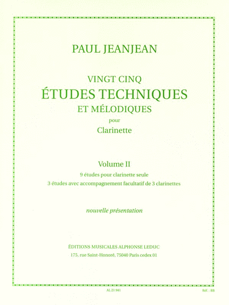 25 Etudes Techniques Et Melodiques Vol.2 (clarinet Solo)