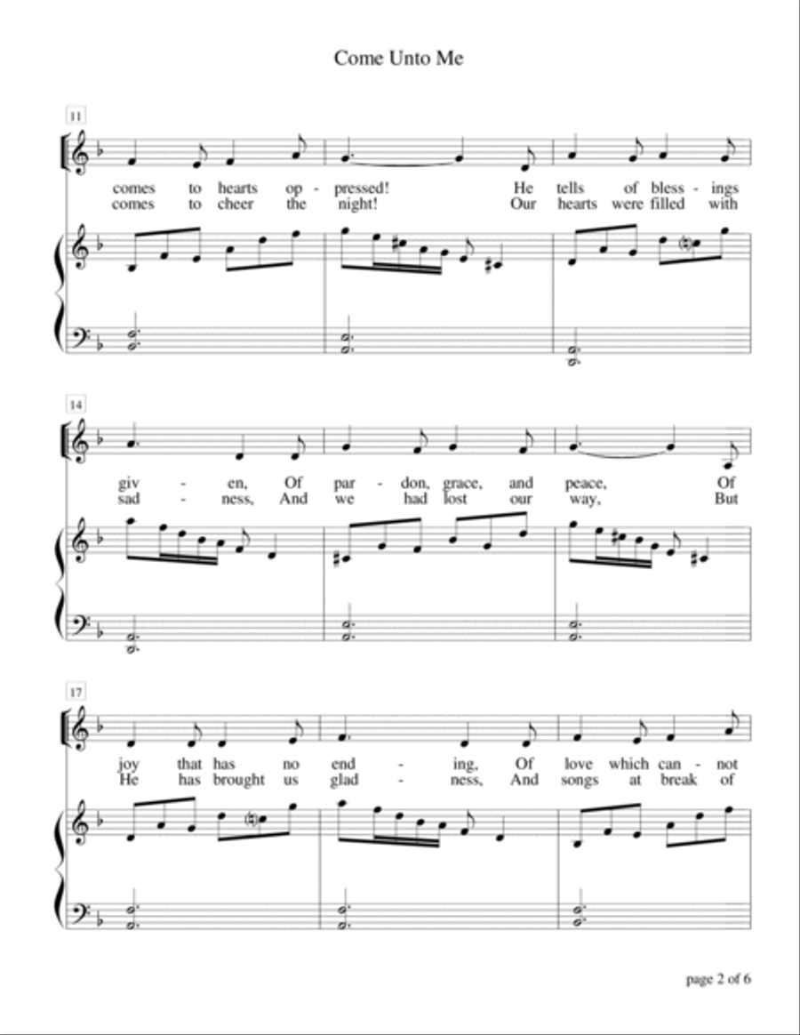 Come Unto Me (Vocal Solo with Piano Accompaniment) Voice Solo scores gallery preview page 6