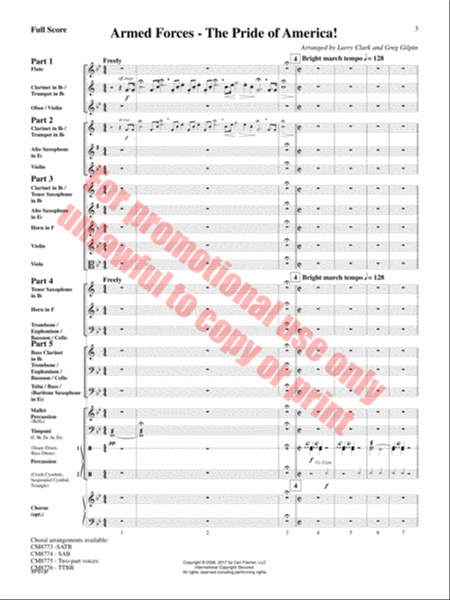 Armed Forces The Pride of America! Concert Band scores gallery preview page 4