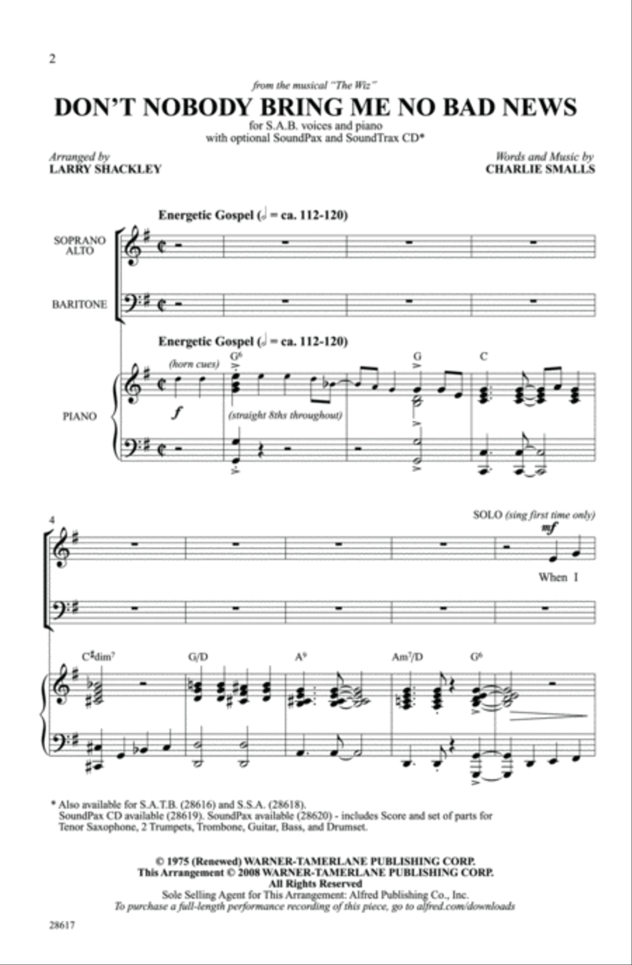 Don't Nobody Bring Me No Bad News 3-Part scores gallery preview page 2