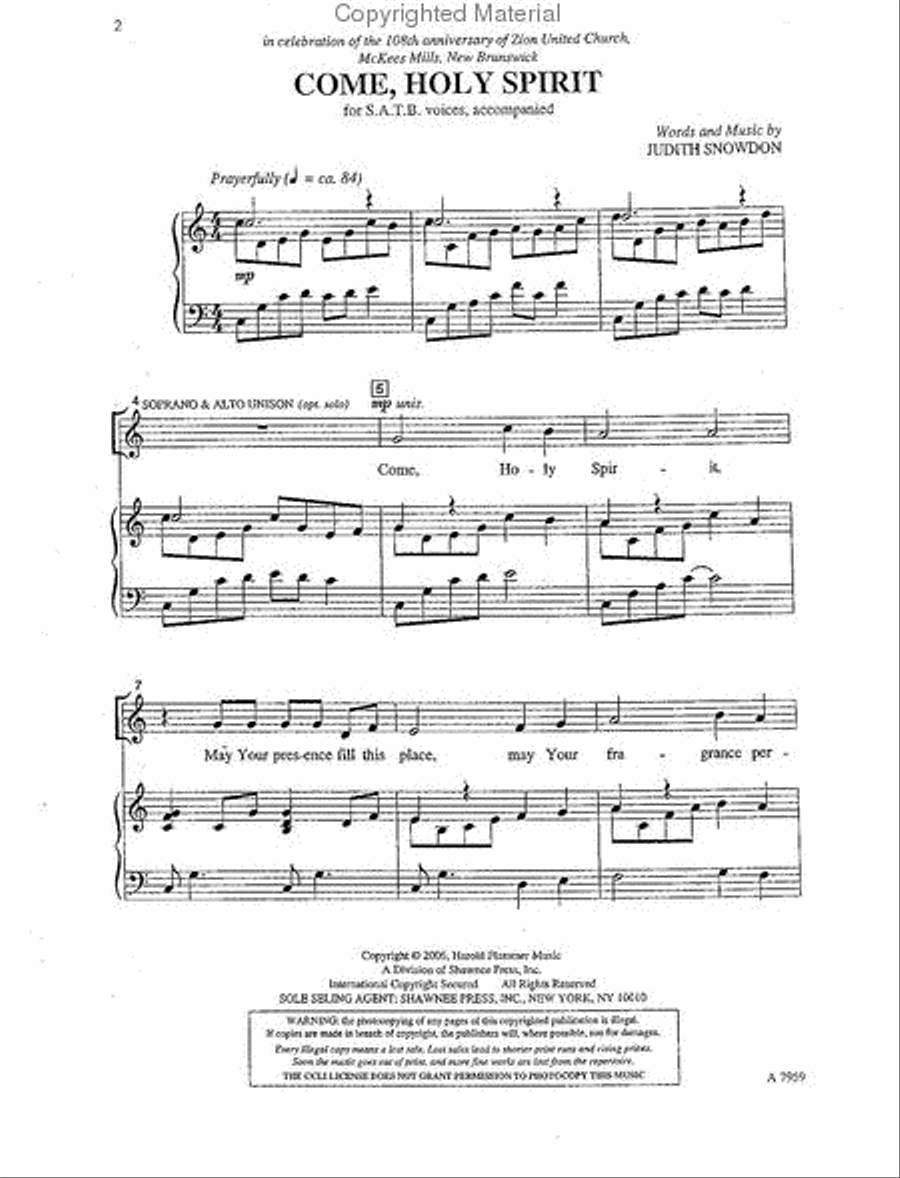 Come, Holy Spirit 4-Part scores gallery preview page 2