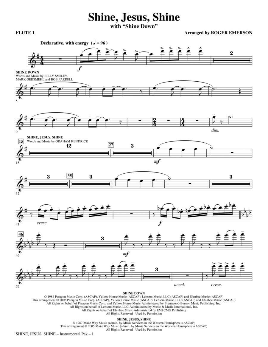 Shine Jesus Shine (with Shine Down) - Flute 1 Choir scores gallery preview page 1