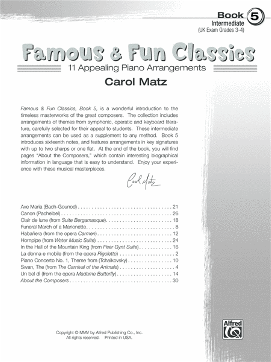 Famous & Fun Classics, Book 5 Piano Method scores gallery preview page 2