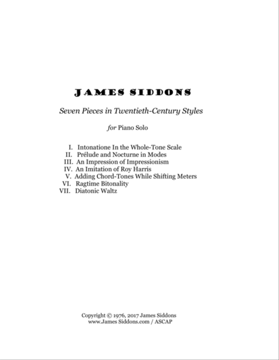 Seven Pieces in Twentieth-Century Styles Piano Solo scores gallery preview page 2