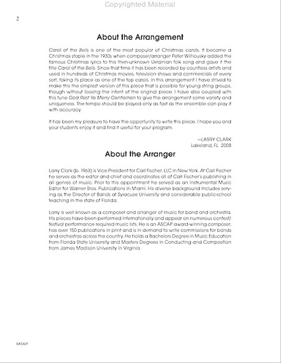 Carol of the Bells Carol of the Bells String Orchestra scores gallery preview page 3