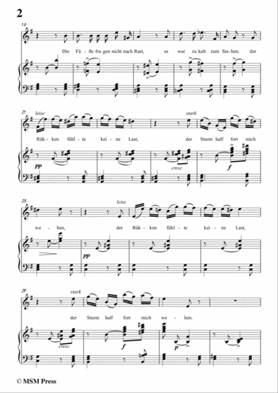 Schubert-Rast,from 'Winterreise',Op.89(D.911) No.10,in e minor,for Voice&Piano Voice scores gallery preview page 4