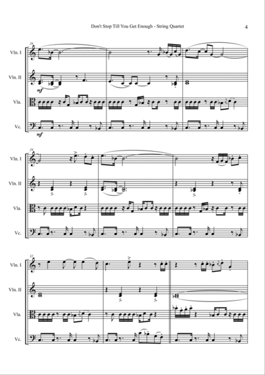 Don't Stop Til You Get Enough String Quartet scores gallery preview page 4