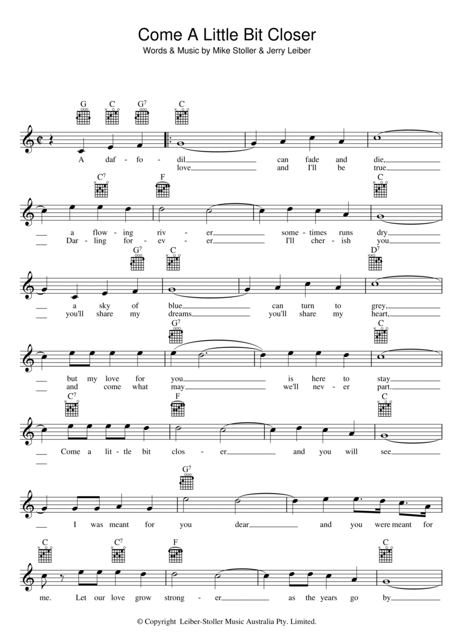 Come A Little Bit Closer Piano scores gallery preview page 1