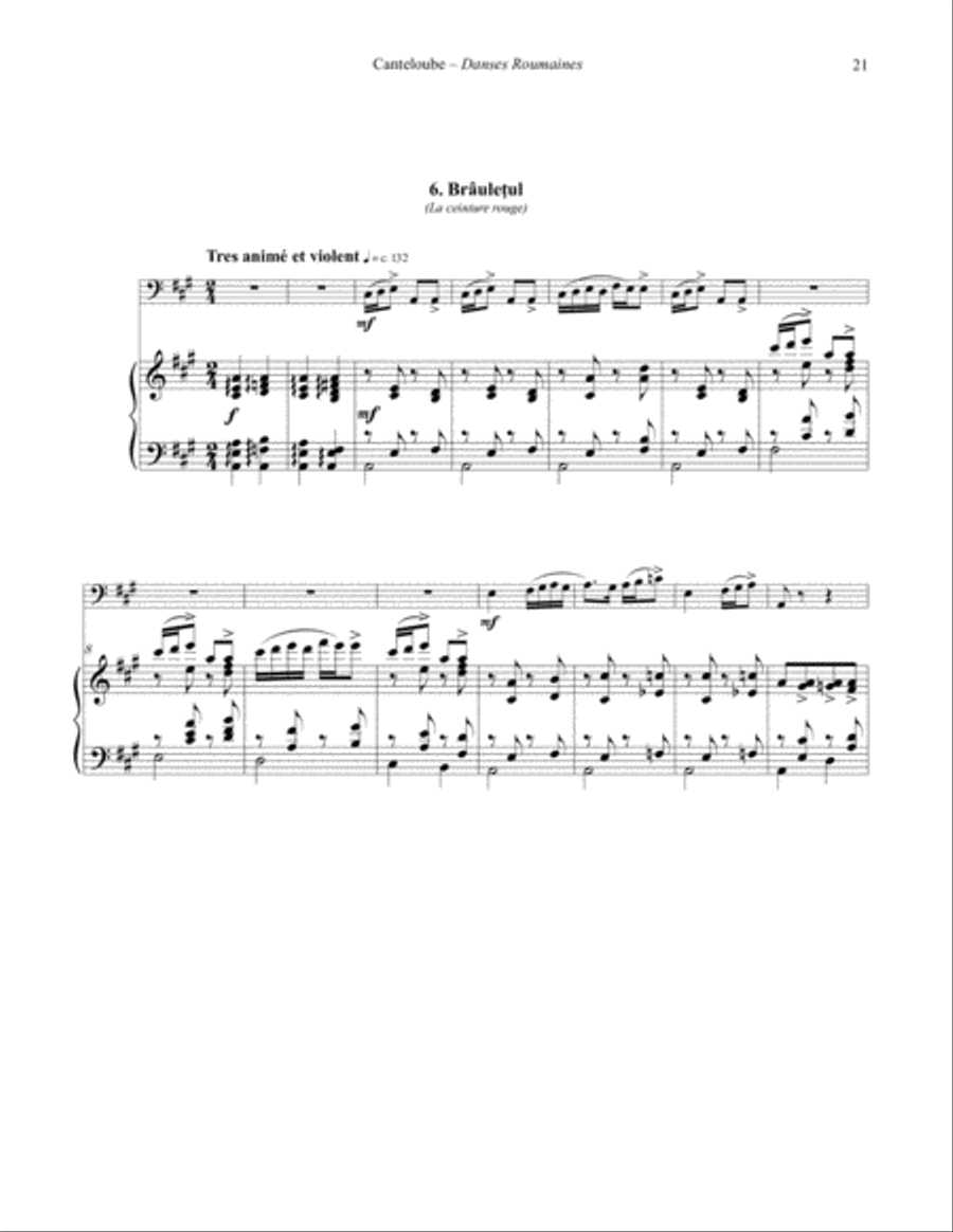 Danses Roumaines for Tuba or Bass Trombone & Piano Bass Trombone scores gallery preview page 6