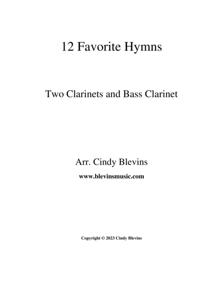 12 Favorite Hymns, for Two Clarinets and Bass Clarinet image number null