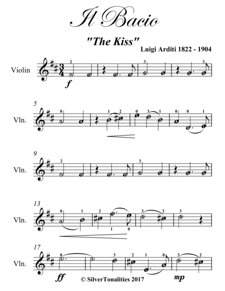 Il Bacio the Kiss Easy Violin Sheet Music