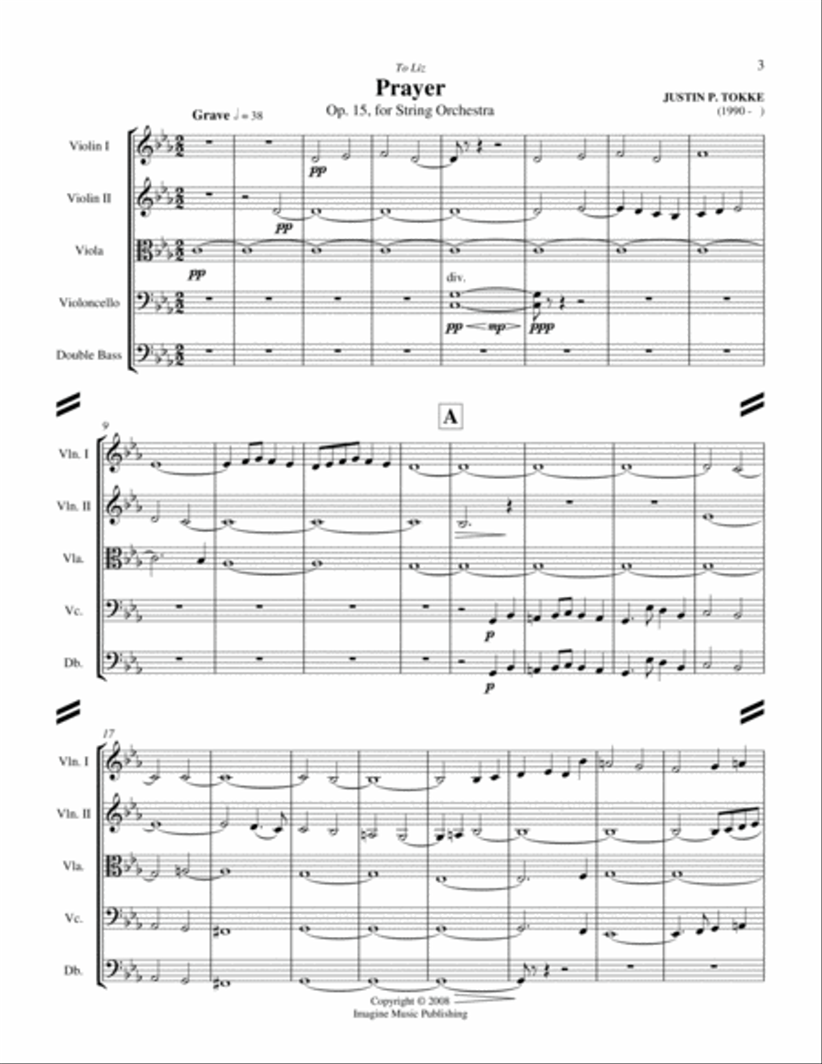 Prayer for String Orchestra String Orchestra scores gallery preview page 1