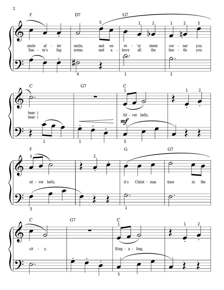 Silver Bells (arr. Phillip Keveren) Easy Piano scores gallery preview page 2
