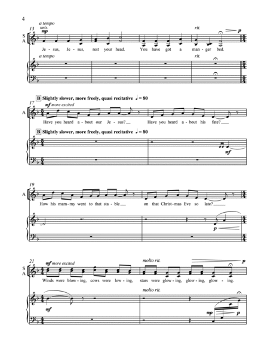 Appalachian Carols: 3. Jesus, Jesus, Rest Your Head SSAA scores gallery preview page 3