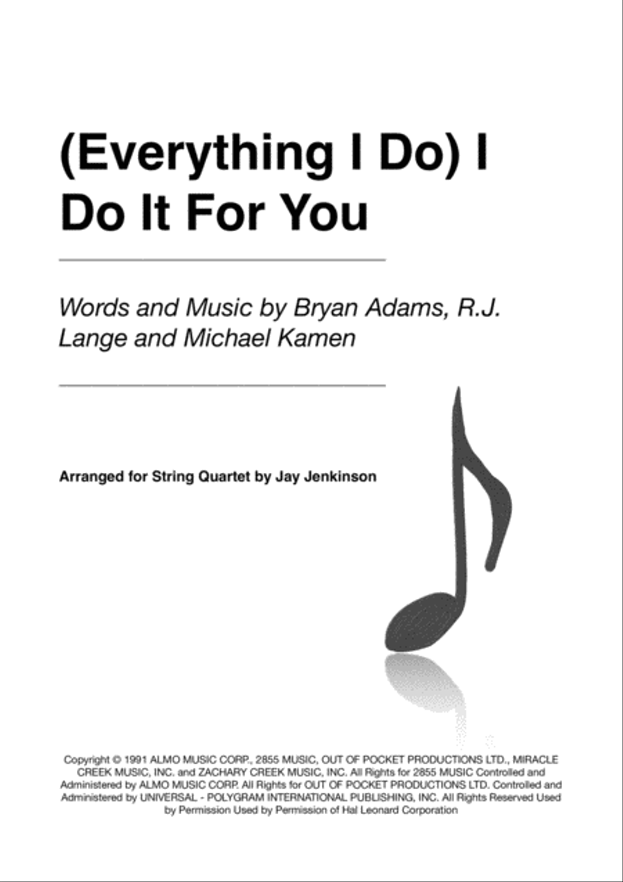(Everything I Do) I Do It For You String Quartet scores gallery preview page 1