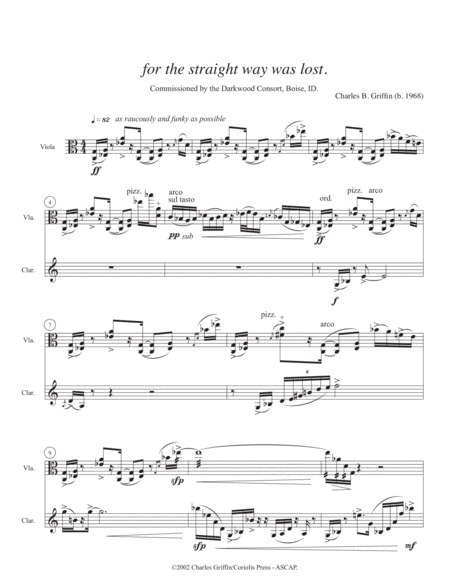 For the straight way was lost - Bb Clarinet & Viola duet