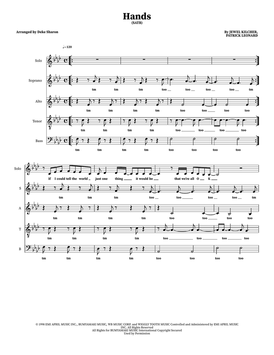 Hands 4-Part scores gallery preview page 1