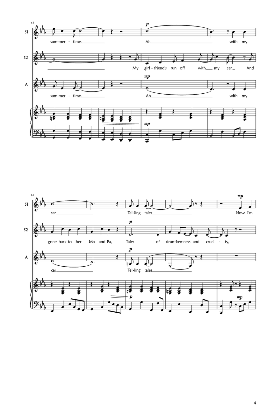 Sunny Afternoon SSA scores gallery preview page 4