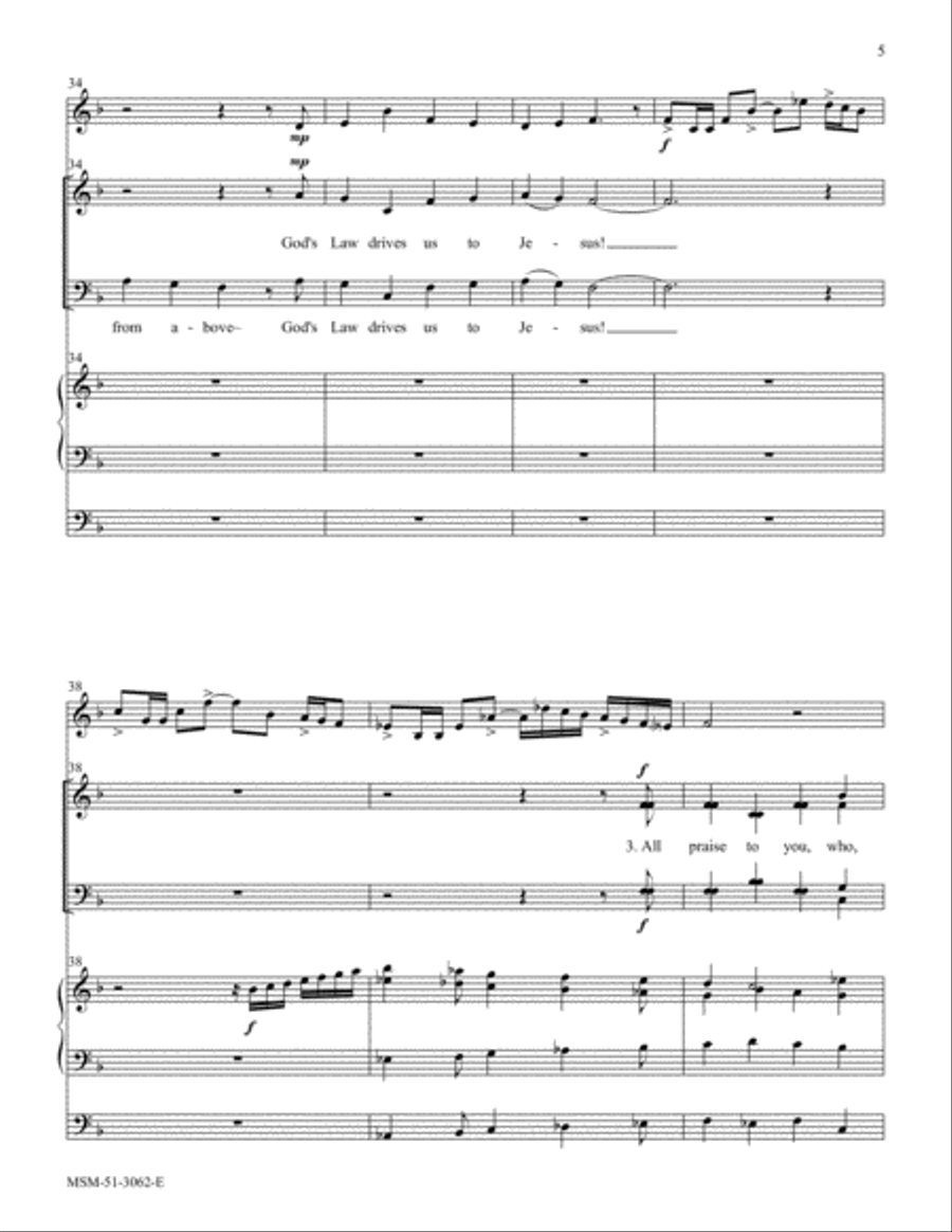 Praise God, Who by the Law 4-Part scores gallery preview page 5