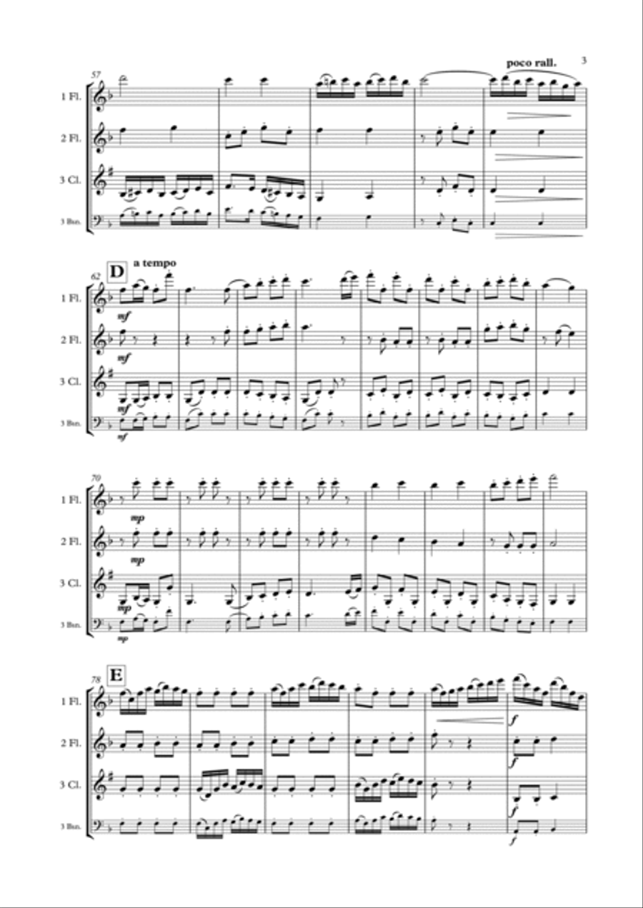 Tambourin (2 flutes & clarinet/bassoon) Woodwind Ensemble scores gallery preview page 4