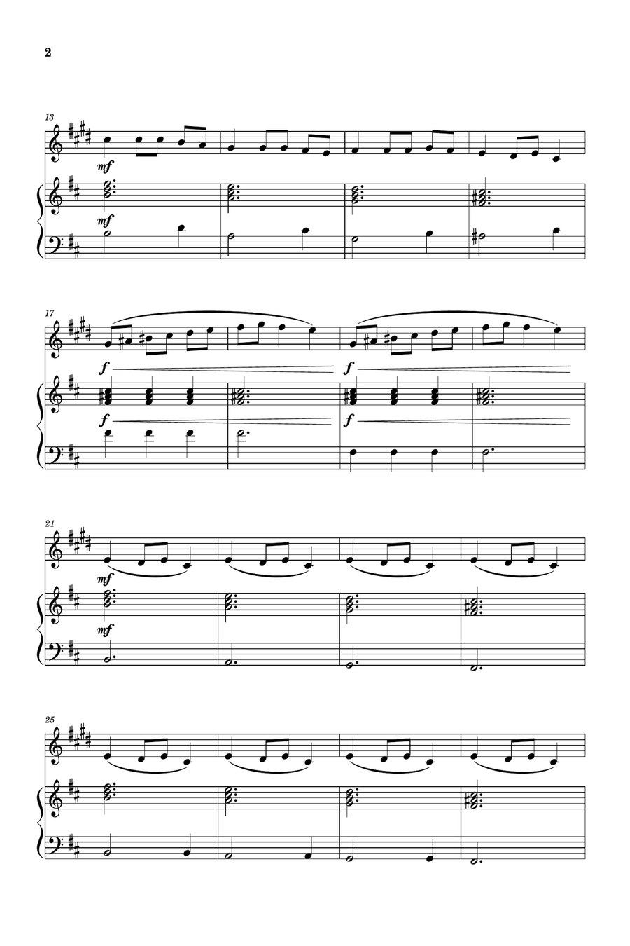 Carol of the Bells for Bb Clarinet and Piano (Very Easy - Beginner) B-Flat Clarinet scores gallery preview page 2