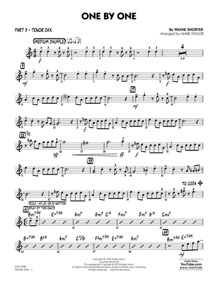One by One (arr. Mark Taylor) - Part 3 - Tenor Sax