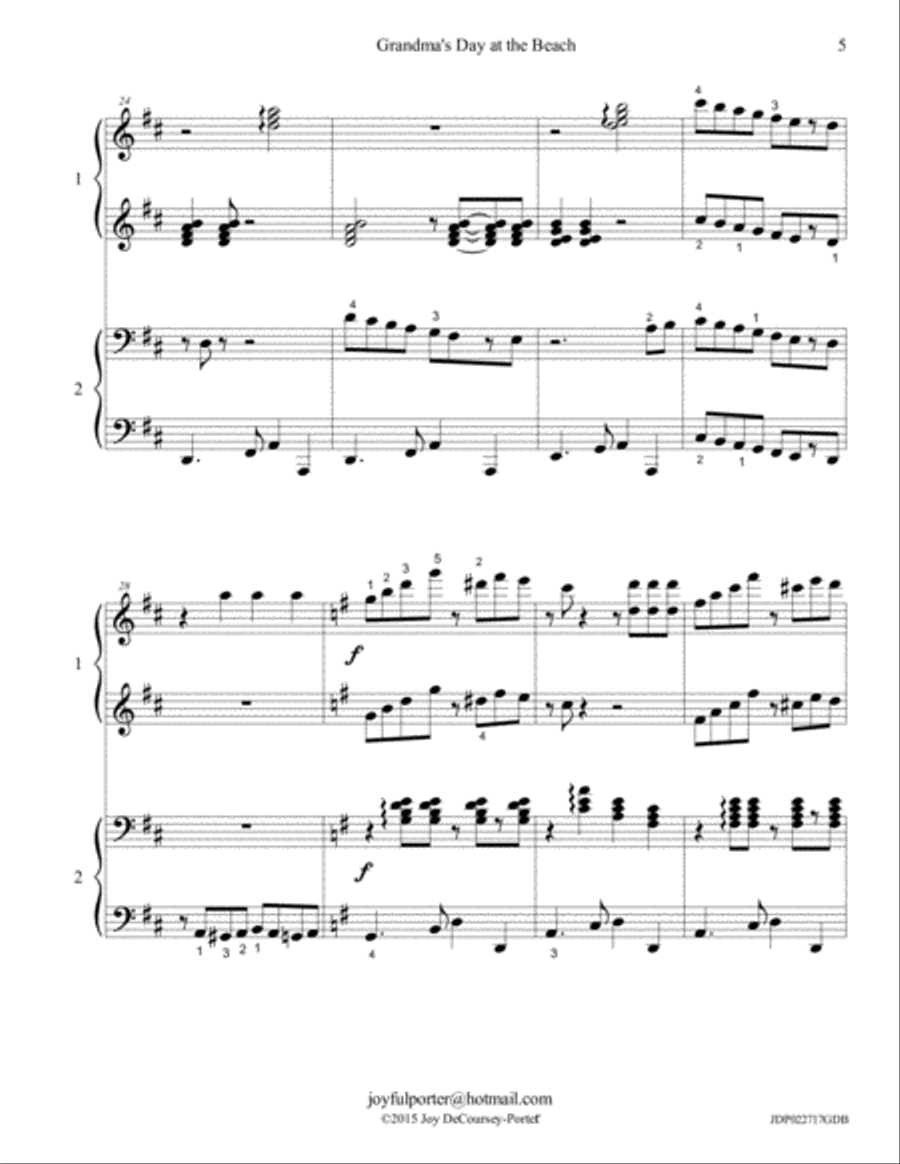 Grandma's Day at the Beach Piano scores gallery preview page 5