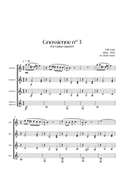 Gnossienne nº 3 (4 Guitars) - Score Only image number null