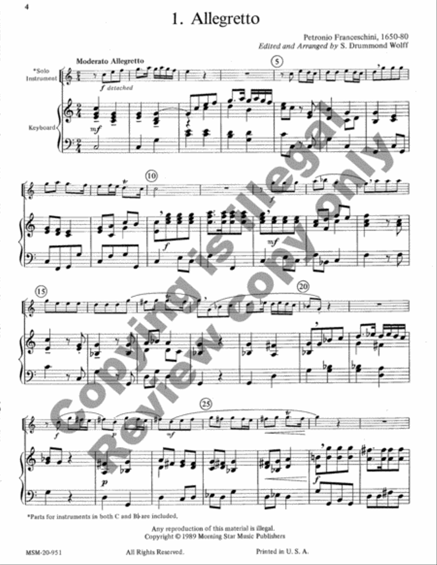 Baroque Music for Solo Instrument & Keyboard, Set, II Easy Piano scores gallery preview page 10