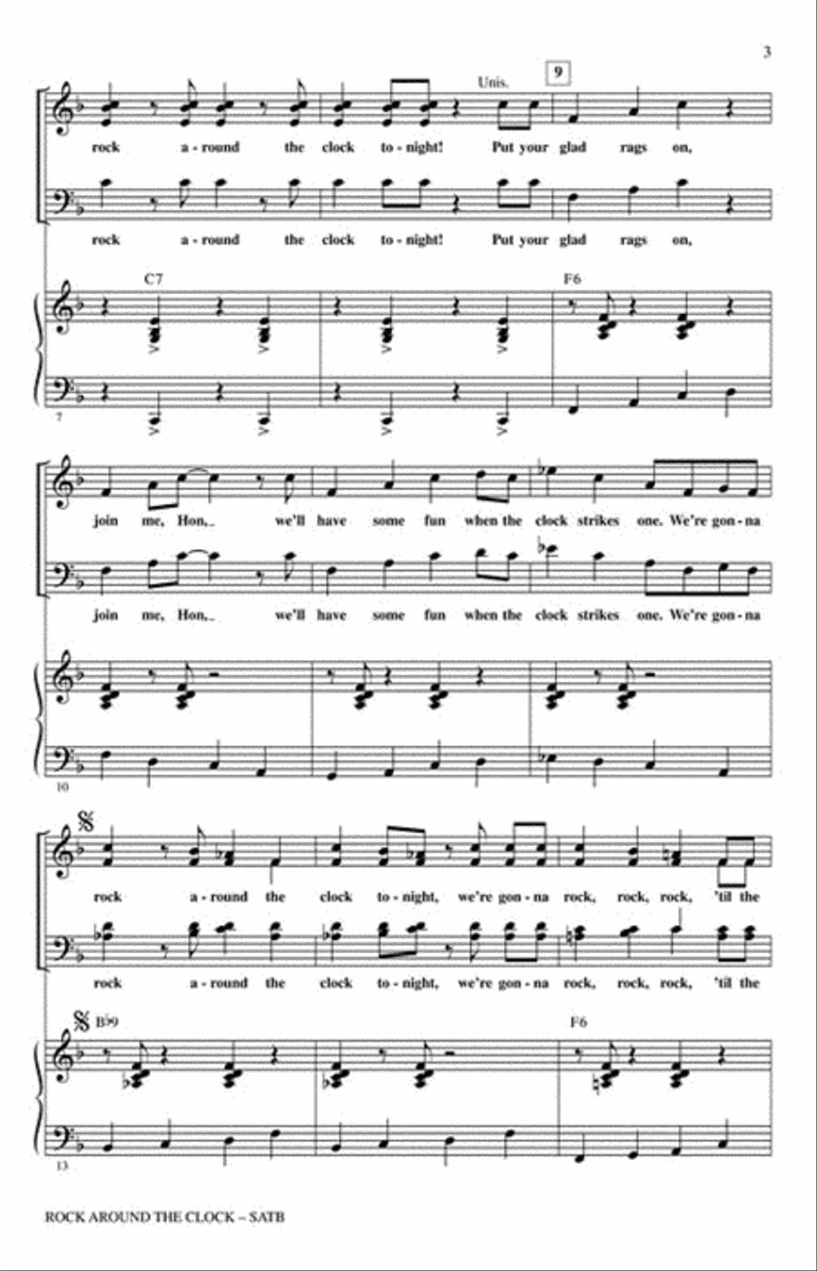 Rock Around the Clock Choir scores gallery preview page 3