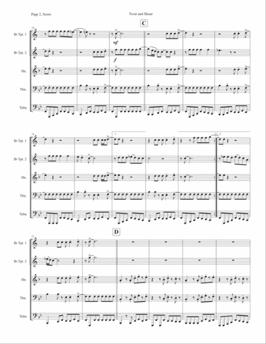 Twist And Shout Horn scores gallery preview page 2