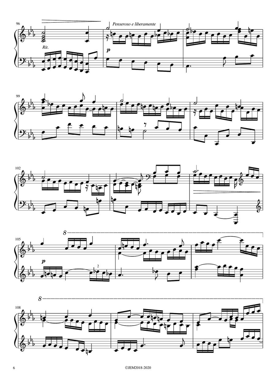 J.S. Bach, Passacaglia BWV 582, arrangment / transcription for piano by Jaap Eilander Piano Solo scores gallery preview page 6