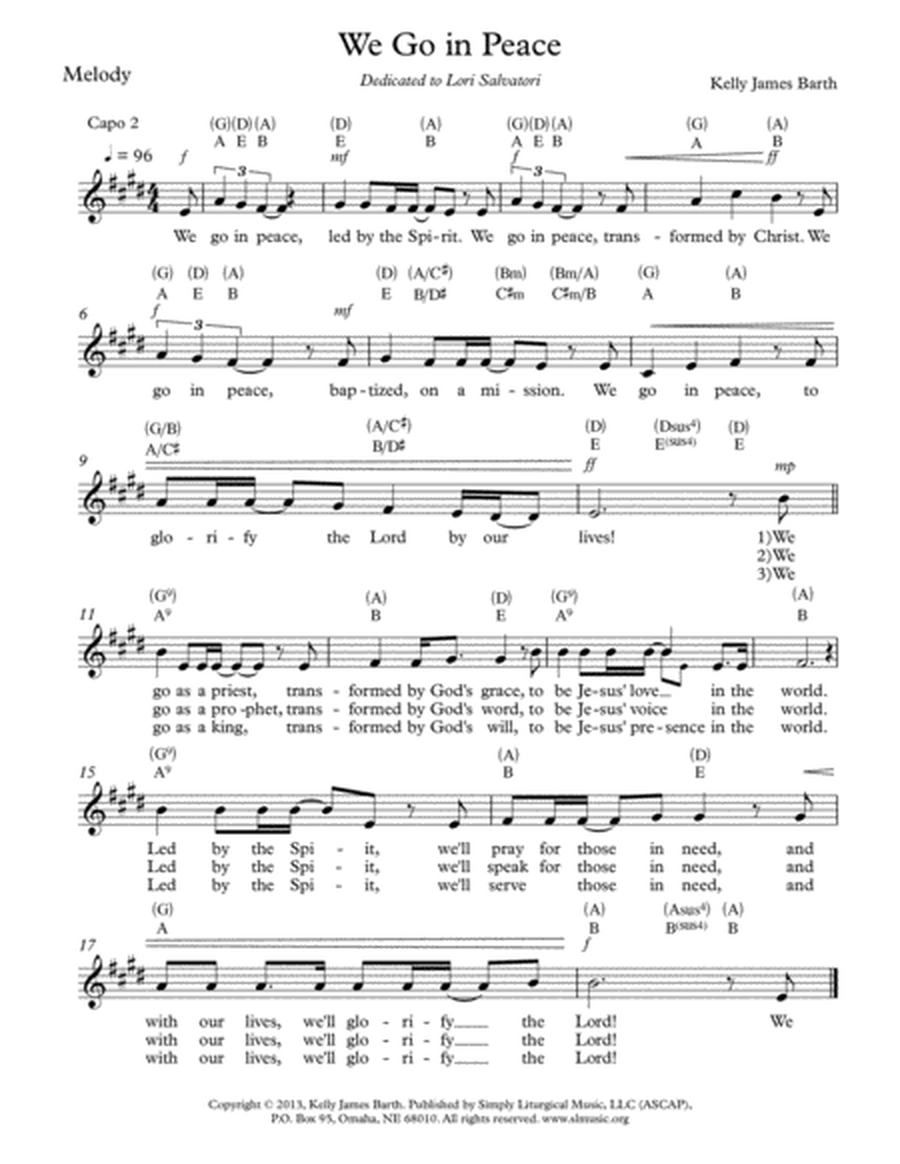 We Go in Peace (Barth) [Lead Sheet] image number null