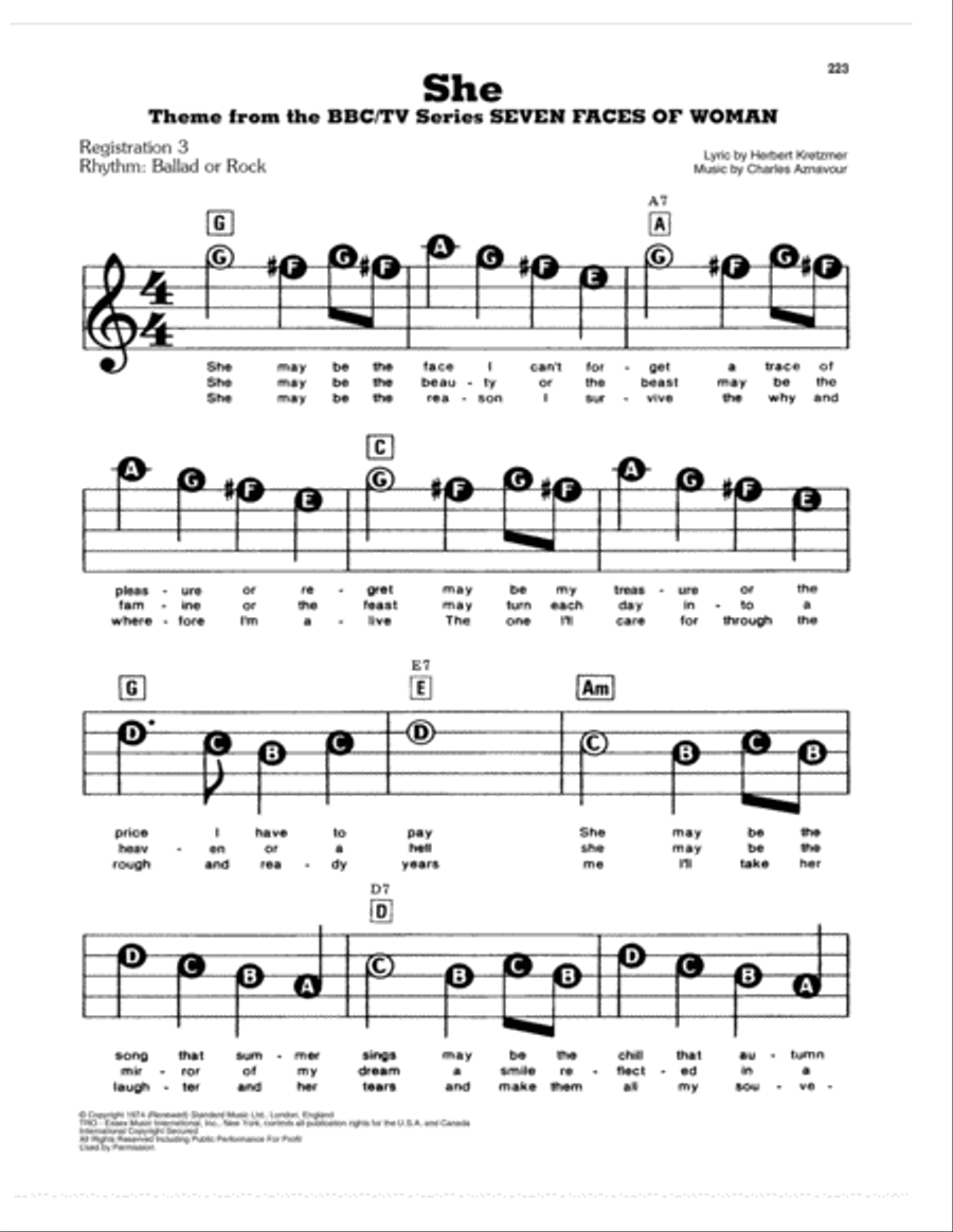 She Electronic Keyboard scores gallery preview page 1