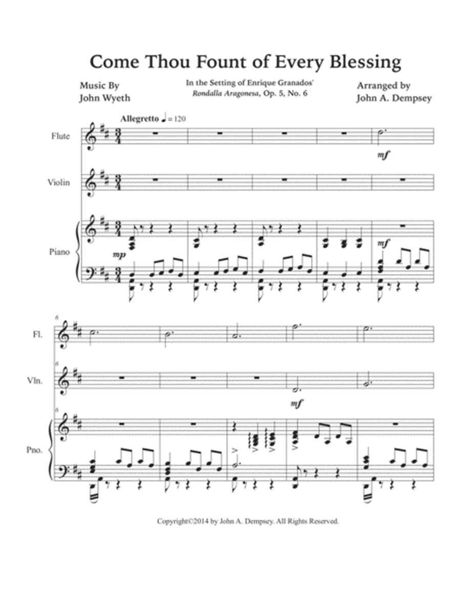 Come Thou Fount of Every Blessing (Trio for Flute, Violin and Piano) image number null