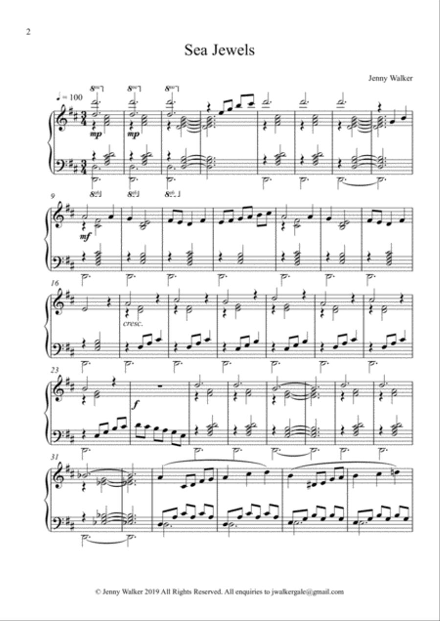 Syllan: 1 - Sea Jewels (Piano) Piano Solo scores gallery preview page 2