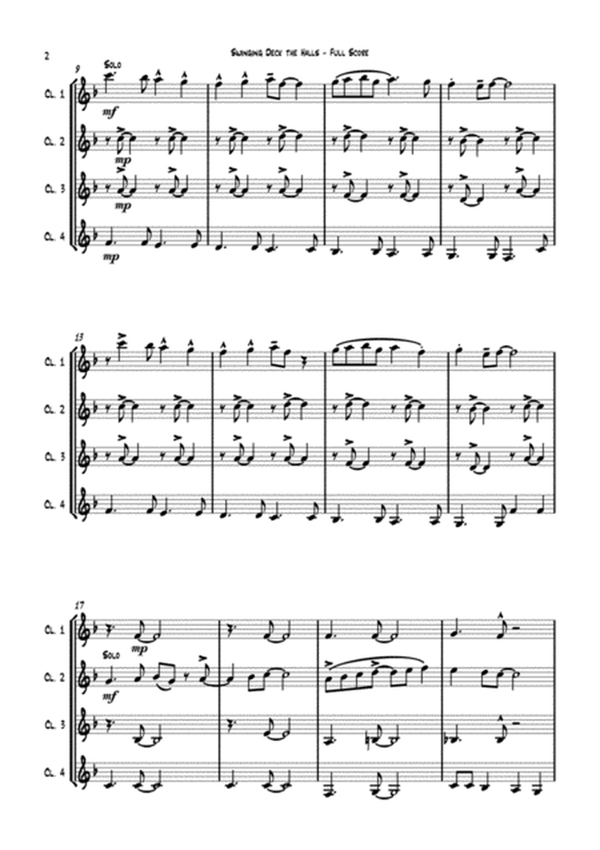Swinging Deck the Halls - for Clarinet Quartet (4Bb) arr. Carson Yu image number null