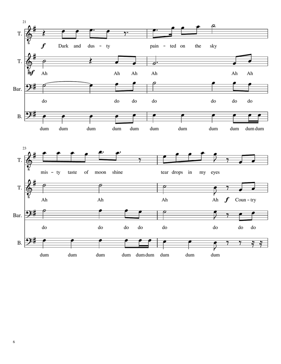 Country Roads, Take Me Home TTBB scores gallery preview page 6