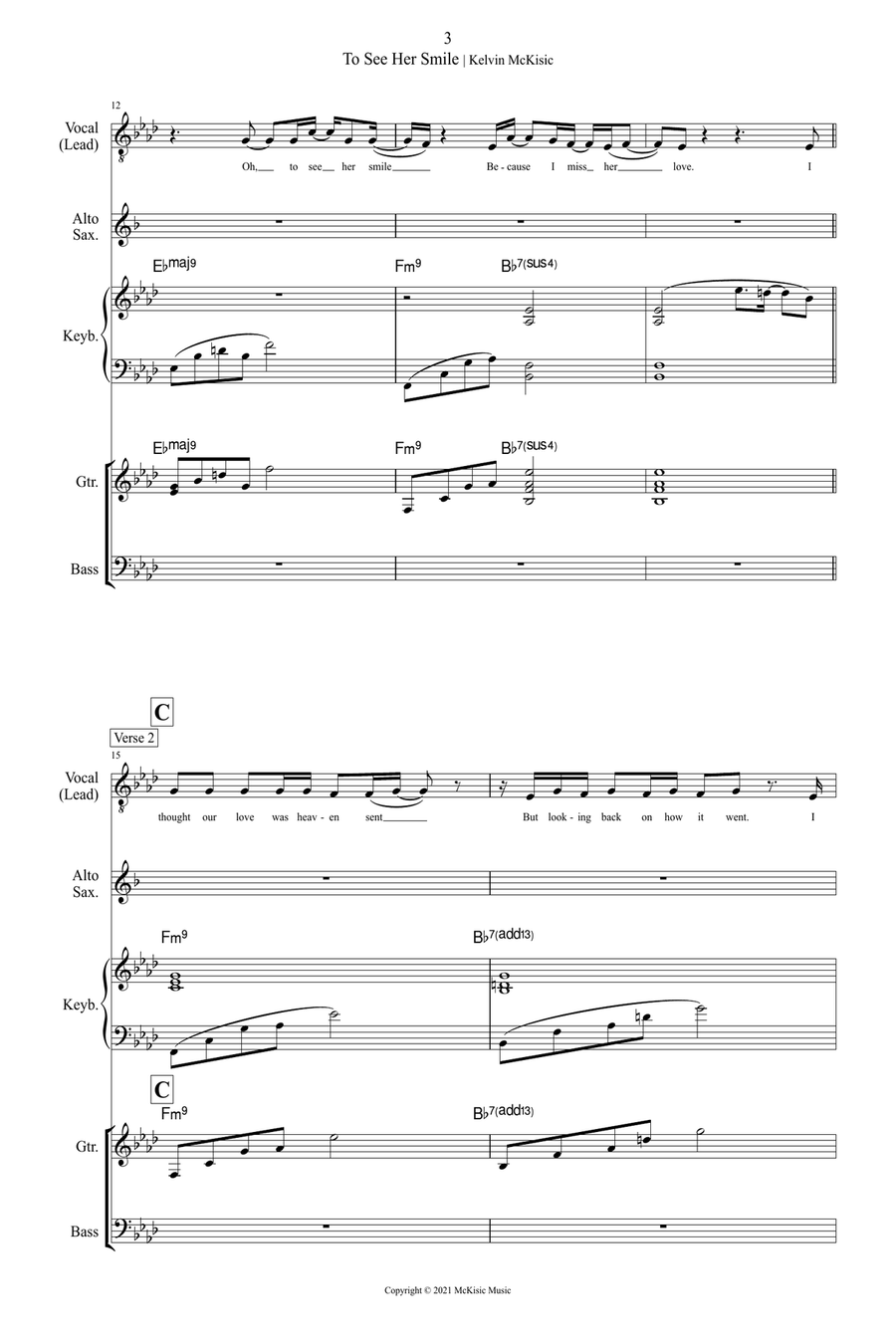 To See Her Smile (Vocal Edition) Jazz Ensemble scores gallery preview page 3