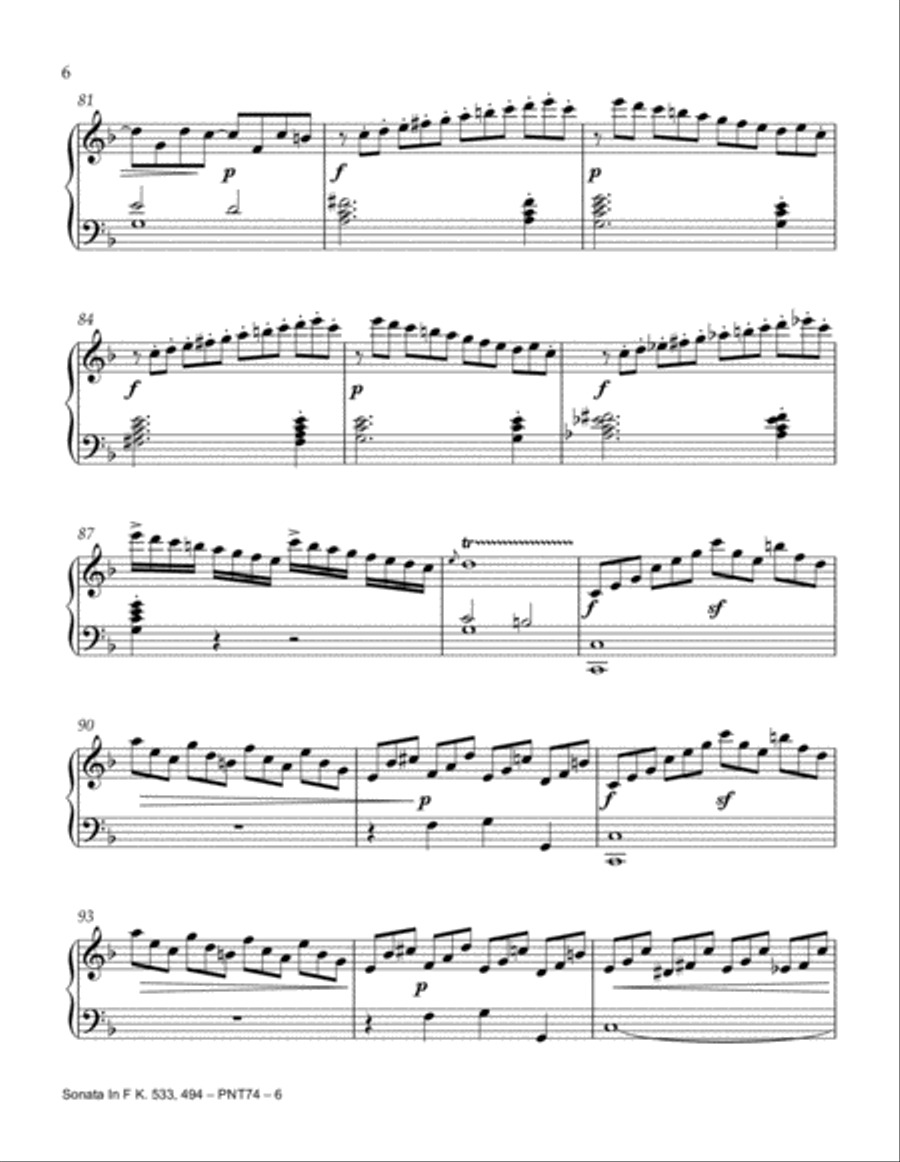 Sonata in F Major (K. 533, 494) Piano Method scores gallery preview page 6