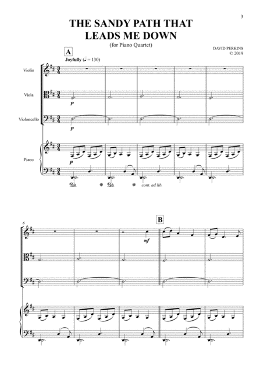 The Sandy Path That Leads Me Down (Piano Quartet) Piano Quartet scores gallery preview page 3
