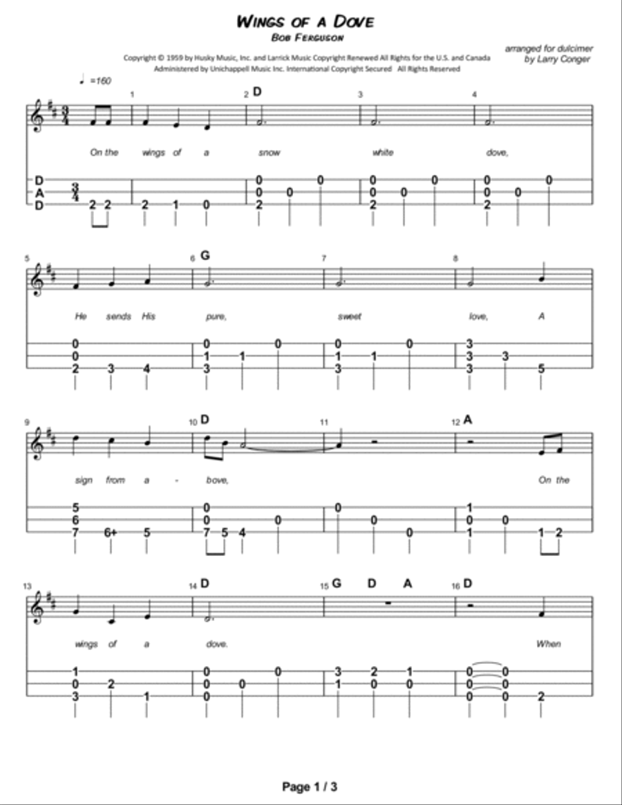 Wings Of A Dove Dulcimer scores gallery preview page 2