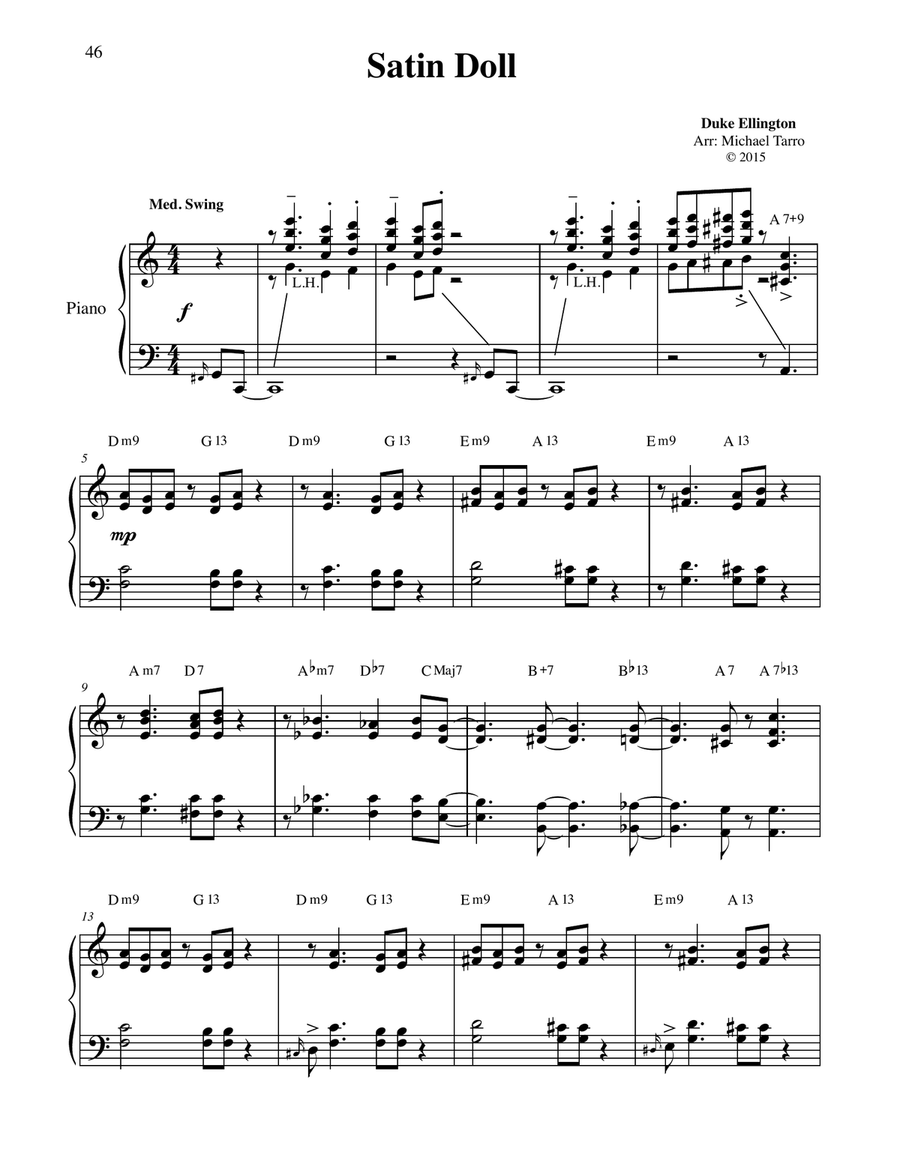 Satin Doll Piano Solo scores gallery preview page 1