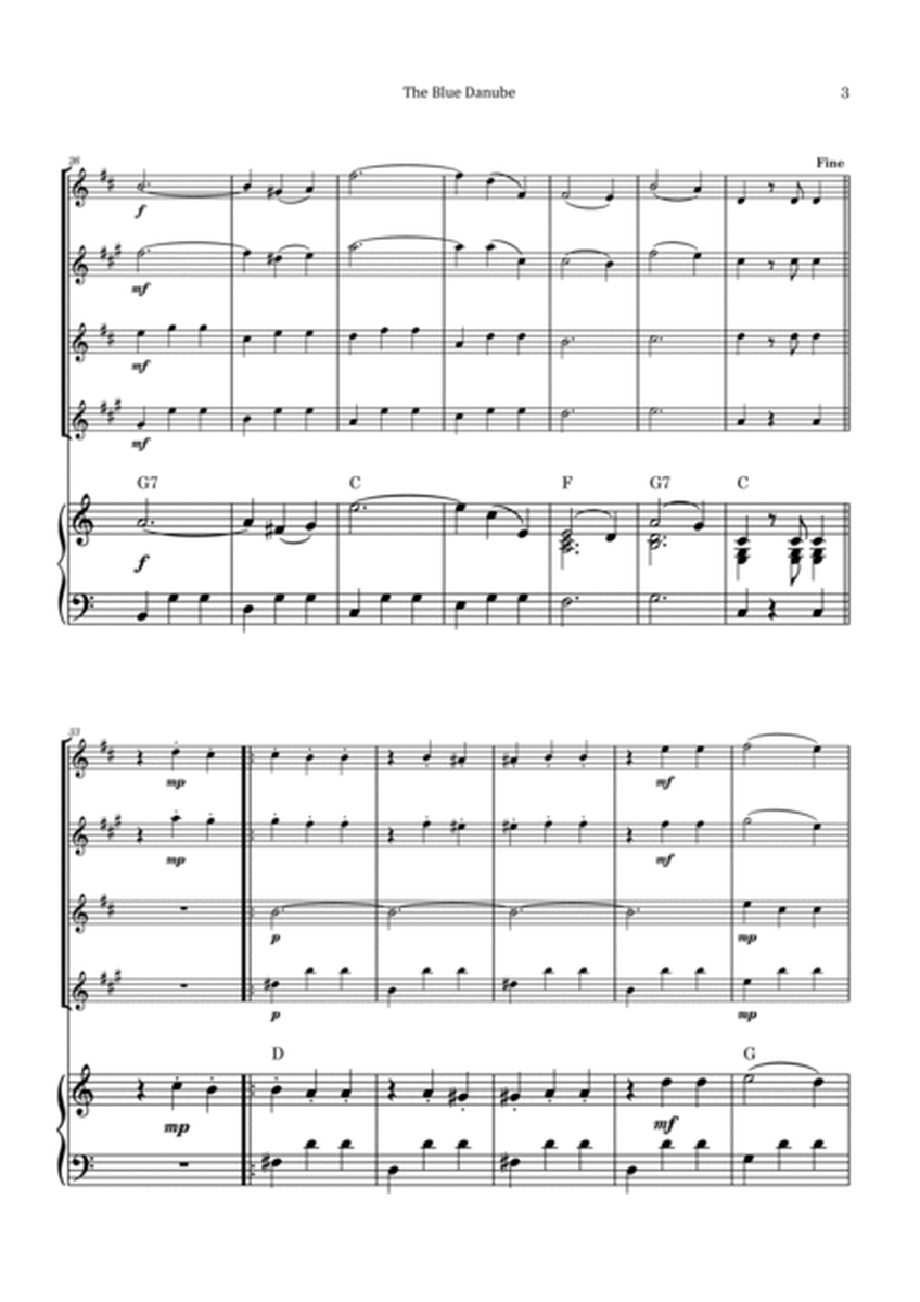 The Blue Danube - Saxophone Quartet with Piano and Chord Notations image number null