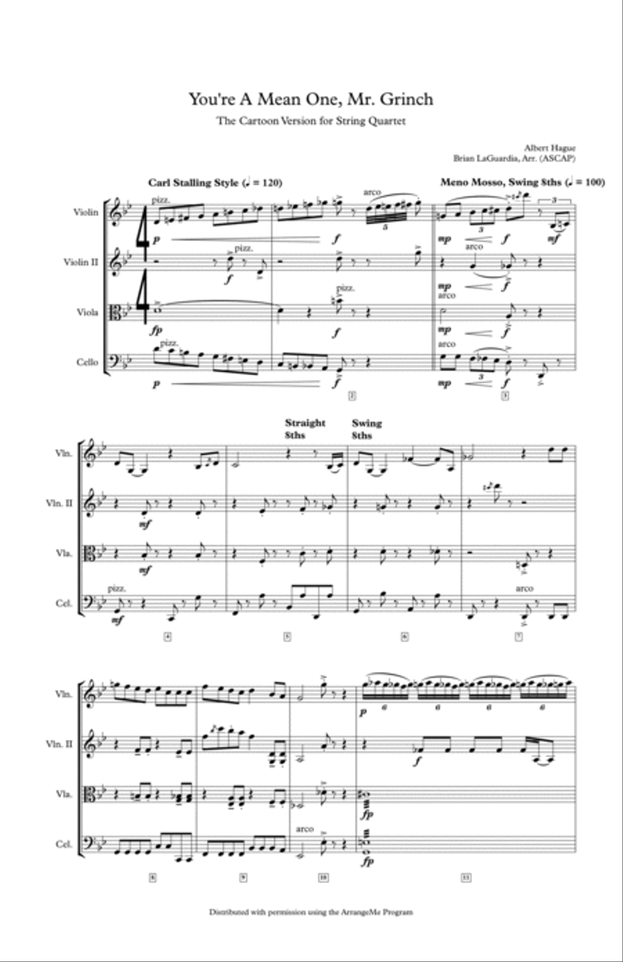 You're A Mean One, Mr. Grinch String Quartet scores gallery preview page 4